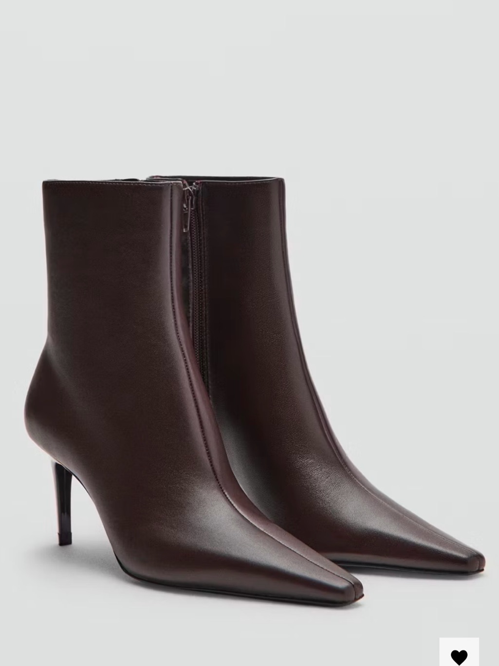 Mango Pointed Toe Leather Ankle Boots - Dark Brown